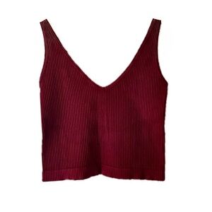 Ribbed V-Neck Crop Top